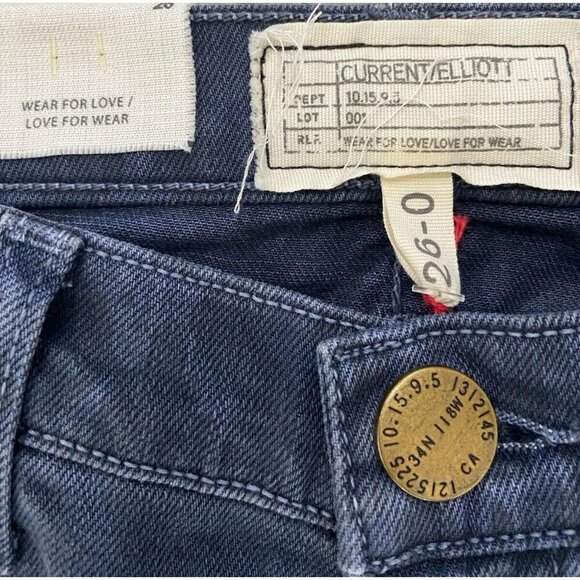 NWT Current/Elliott Stilletto Skinny Jeans Oil Spill Painted Leopard Blue 26 New - Picture 2 of 6